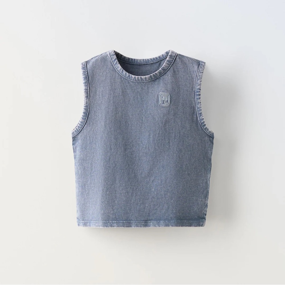 ZARA KIDS EMBROIDERED GARMENT DYE T-SHIRT